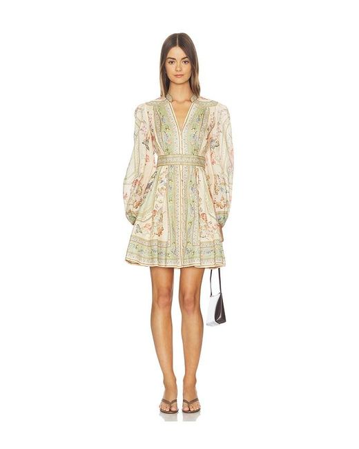 Zimmermann Natural Roselight Plunge Mini Dress
