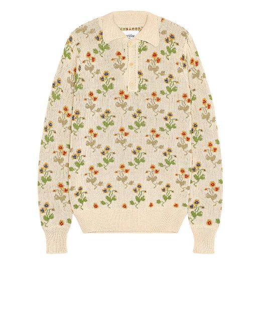 Corridor NYC Natural Floral Slouchy Polo Ls for men