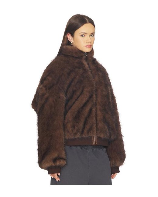 MARRKNULL Brown Hooded Fur Coat