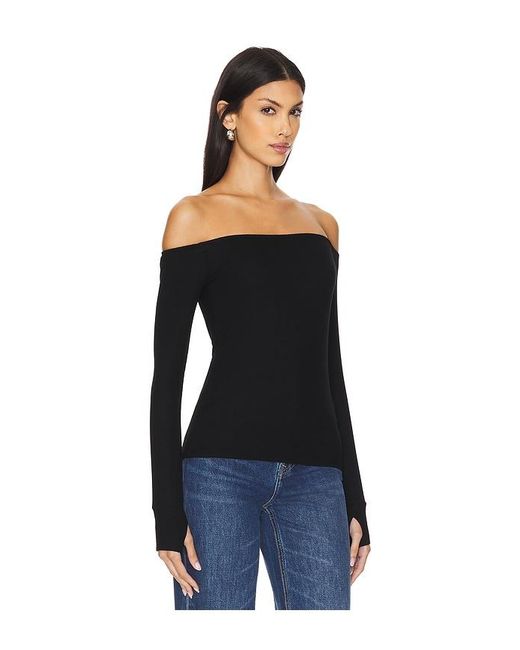 Michael Lauren Blue Lanny Off Shoulder Long Sleeve Top Double Layered Top
