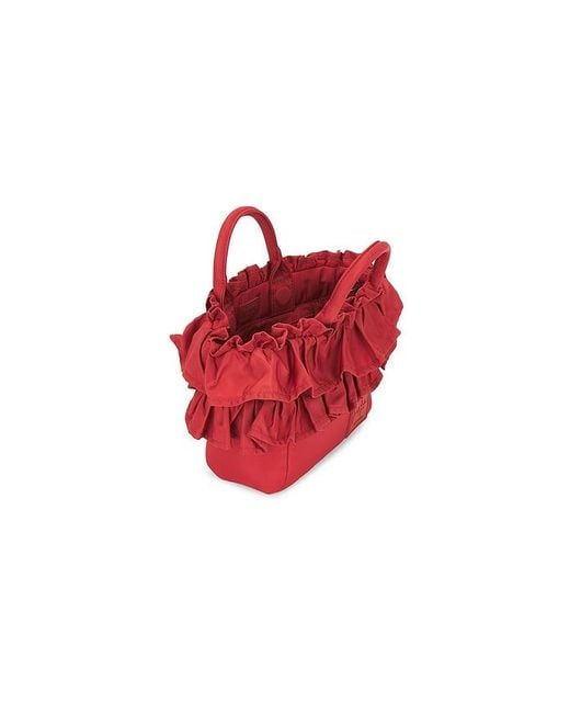 Ganni Red Mini Shopper Ruffle Bag