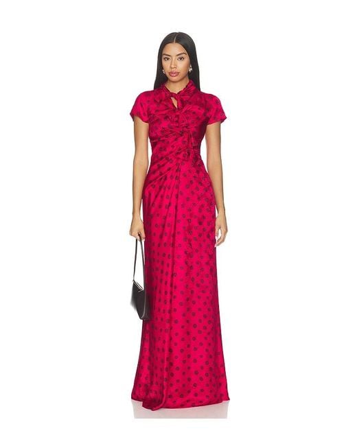 Saloni Red Kelly Long Dress