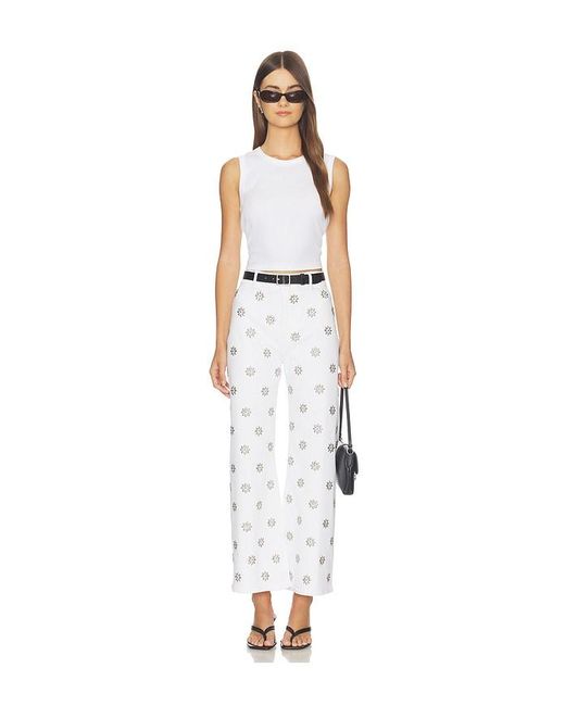 Veronica Beard White Grant High Rise Wide Leg Crop