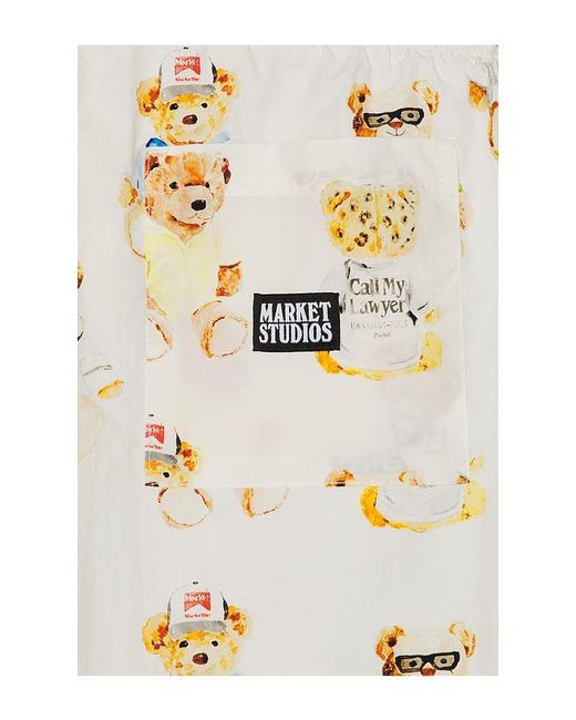 Market White Teddy Tech Shorts for men
