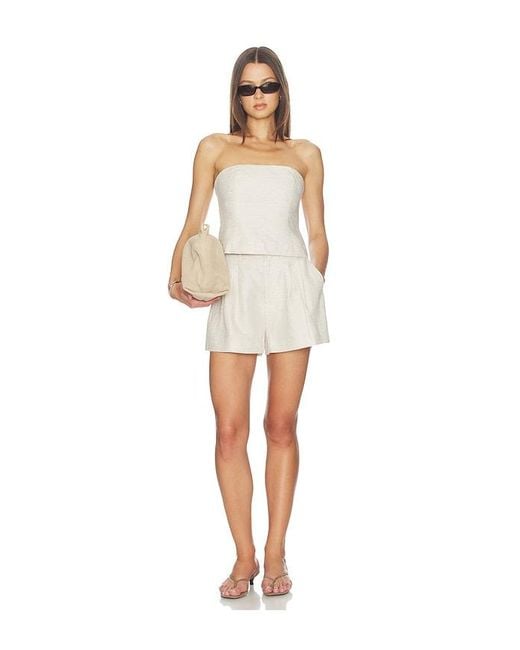 GOOD AMERICAN White Linen Strapless Top