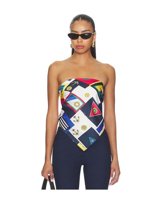 SER.O.YA Blue Hark Satin Top