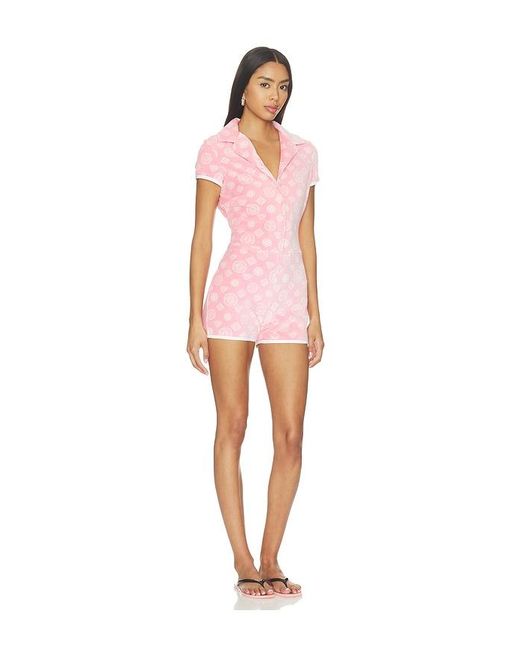 Casablanca Pink Velour Monogram Romper