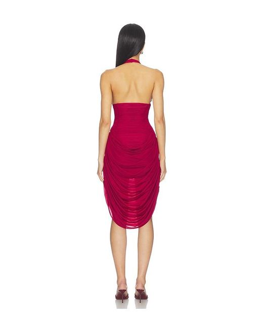 Maygel Coronel Red Drape Midi Dress