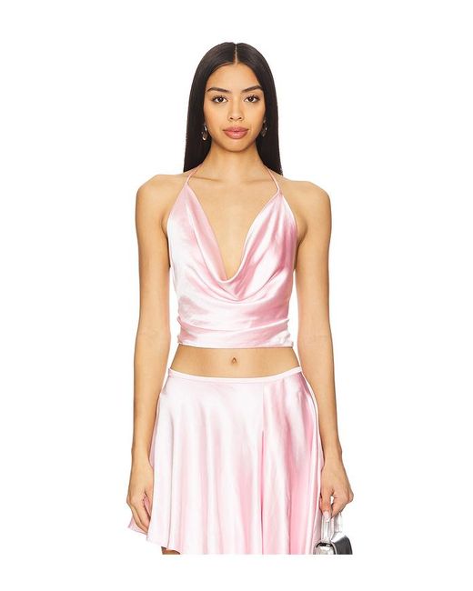 Bardot Pink Andreama Satin Halter Top
