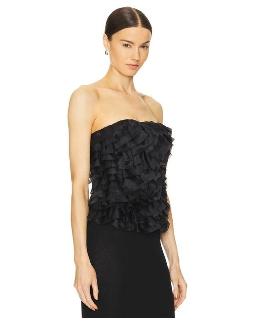 Aje. Black Charmed Rosette Ruffle Bustier