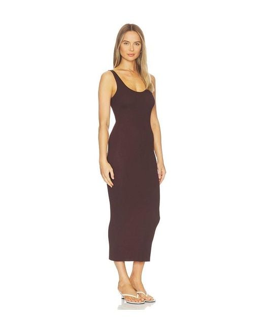 Enza Costa Brown Silk Knit Tank Maxi Dress