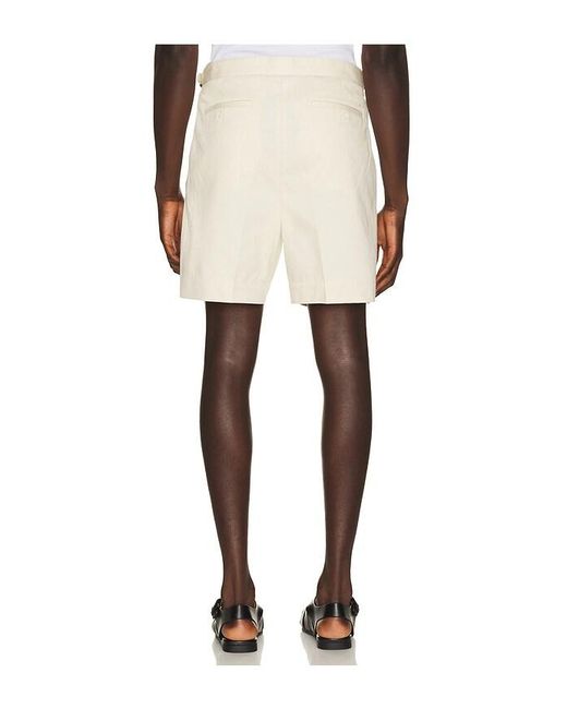 Percival Natural Blake Double Pleated Shorts for men