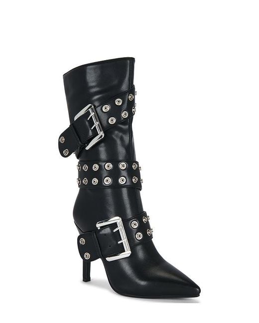 Nii HAI Black Slouch Buckle Boot