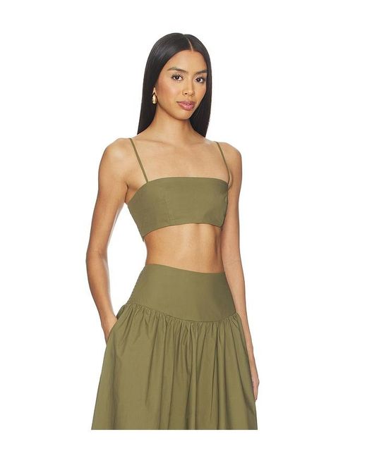 Susana Monaco Green X Revolve Poplin Crop String Top