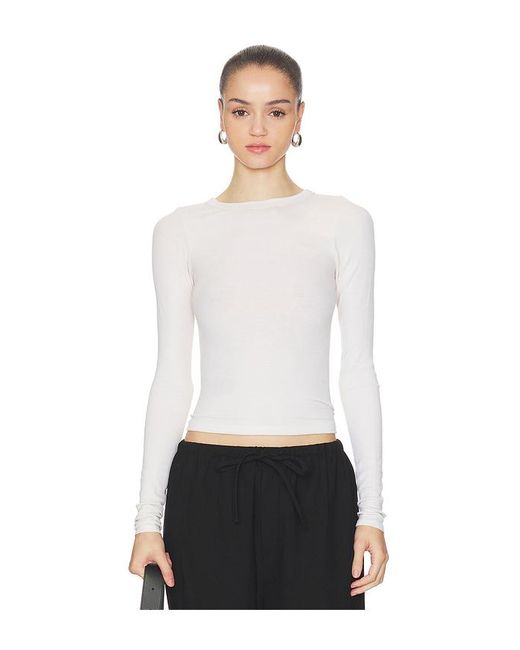 Enza Costa White Seidenrippe Essential Crew