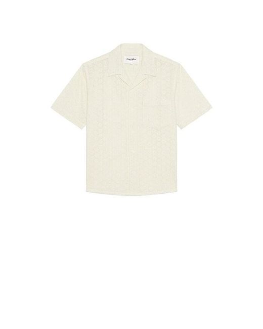 Corridor NYC Natural Floral Eyelet Short Sleeve Shirt for men
