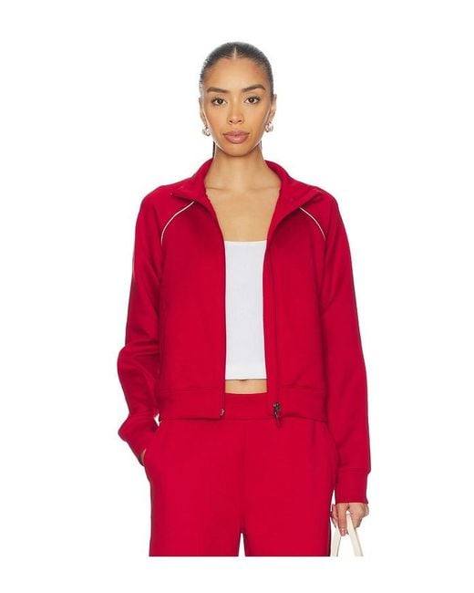 Beyond Yoga Red Piped Zip Front Jacket