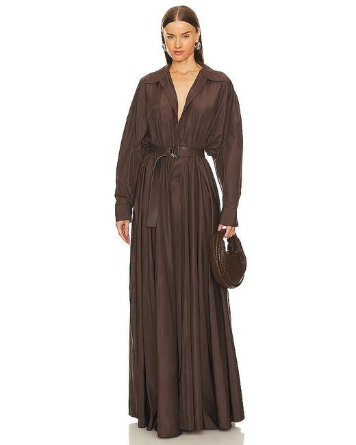 Norma Kamali Oversized Boyfriend Shirt Flared Gown in Brown | Lyst UK Norma Kamali Oversized Boyfriend Shirt Flared Gown in Brown | Lyst UK