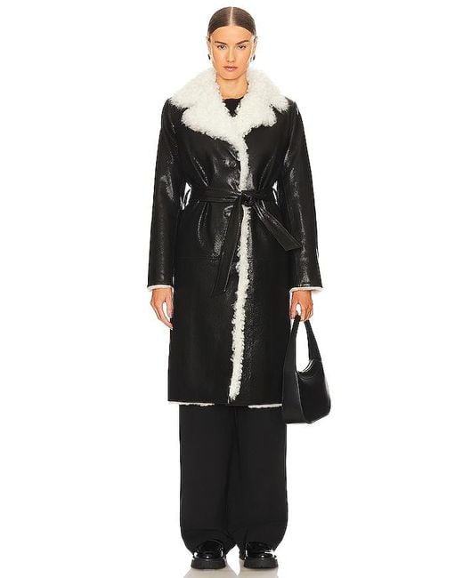 KULAKOVSKY Black Shearling Coat With Tigrado Fur