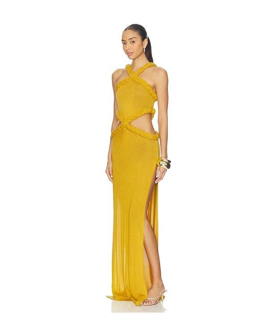 Bronx and Banco Yellow Knit Celeste Halterneck Dress