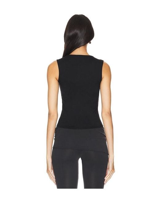geel Black Modal Drawstring Neck Top