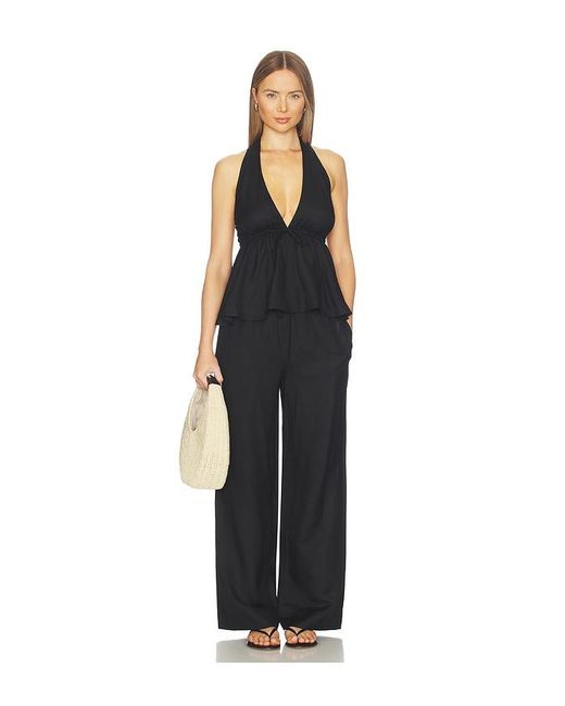 Lovers + Friends Black Lexa Linen Pant