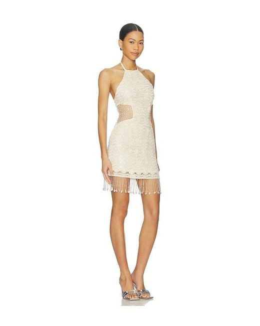 PATBO White Crochet Bloom Halterneck Mini Dress
