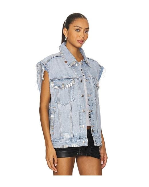 Alexander Wang Blue Distressed Oversized Vest