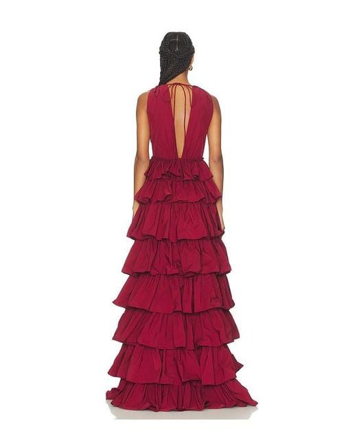 AKNVAS Red Henriette Ruffle Gown