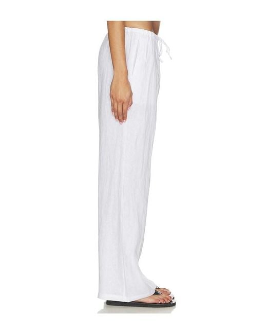 PERFECTWHITETEE White Lorana Linen Drawstring Pant
