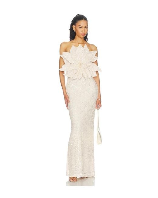 PATBO White Lara Crochet Flower Maxi Dress