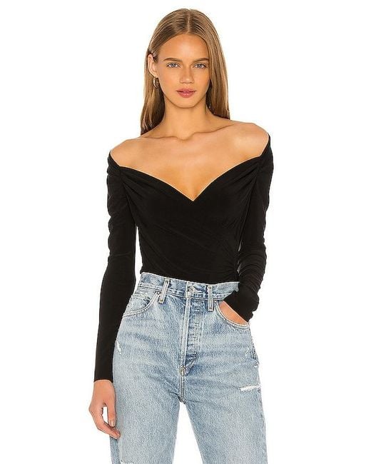 Norma Kamali Black Long Sleeve Sweetheart Blouse