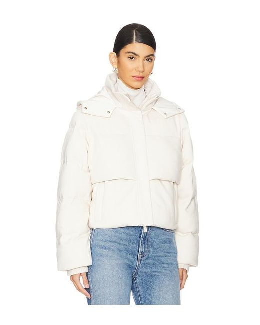 Jonathan Simkhai White Wool-Blend Hooded Puffer Jacket