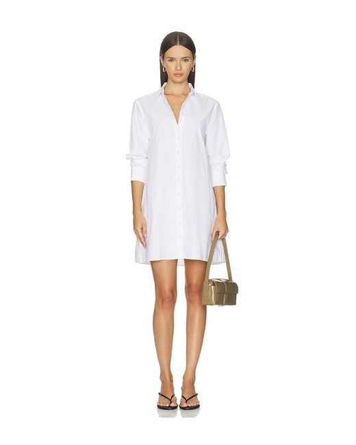 PERFECTWHITETEE White Felicia Cotton Poplin Button Down Dress