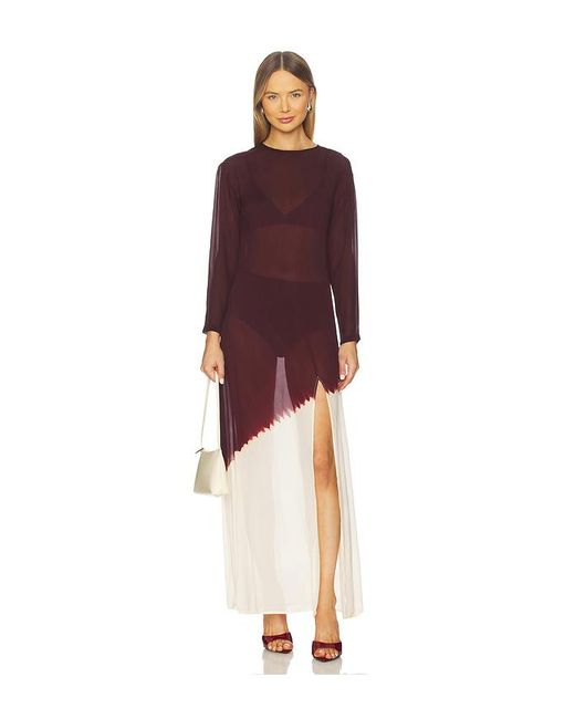 SWF Red Sheer Panel Maxi Dress