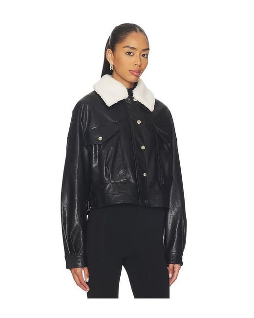 superdown Black Colette Faux Leather Jacket