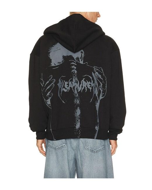 Pleasures Black Spine Full Zip Hoodie for men