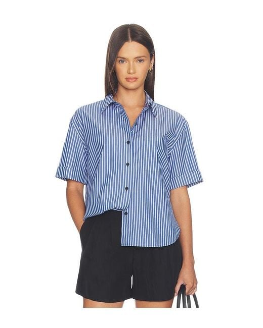 Rag & Bone Blue Connie Short Sleeve Stripe Shirt