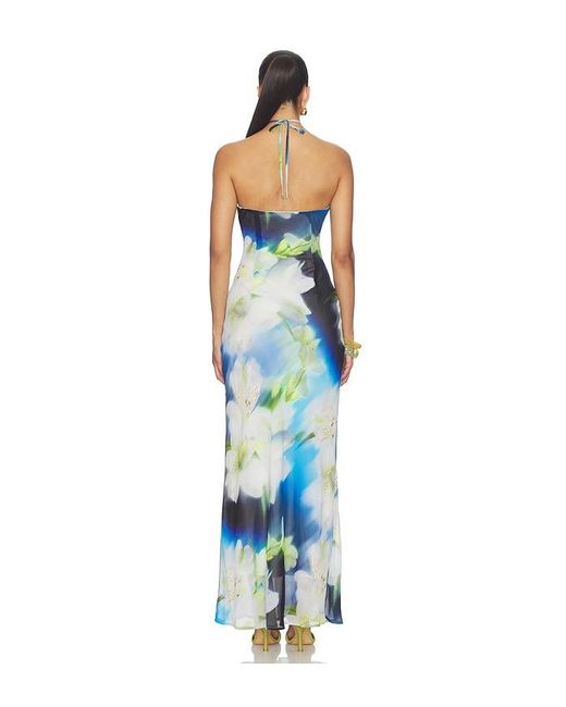 Runaway the Label Blue Mirae Cross Front Maxi Dress