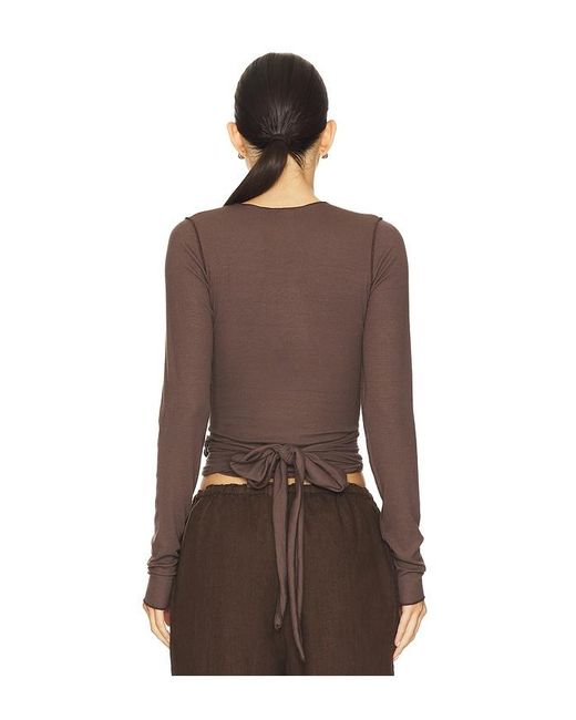 VIR VITA Brown Margot Wrap Top