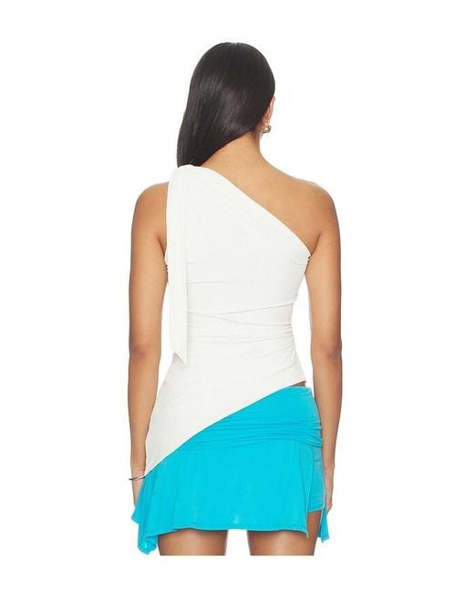 Mimchik Blue One-Shoulder Tie Top