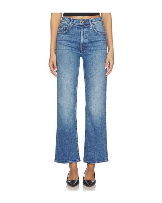 Mother Blue Lil Petite High Waisted Bookie Sneak Jeans