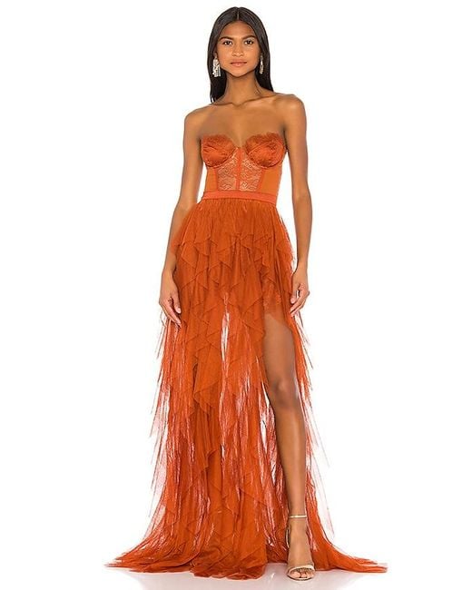 For Love & Lemons Orange X Revolve Bustier Gown