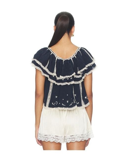 Rixo Blue Mirabella Top