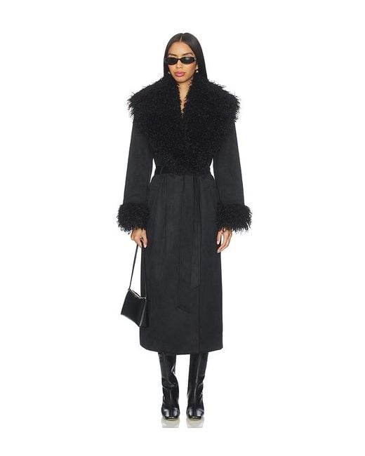 Lovers + Friends Black Lena Faux Suede Coat