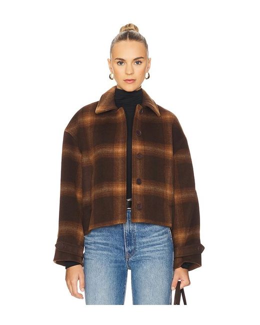 Jonathan Simkhai Colby プレイドジャケット Brown