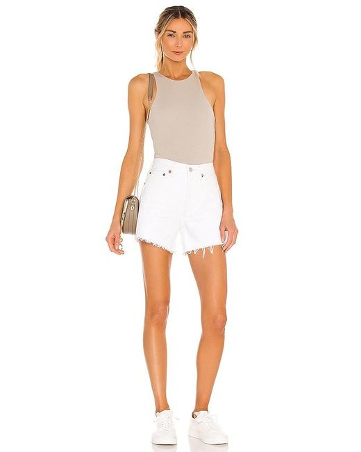 Agolde White Parker Cotton Long Short