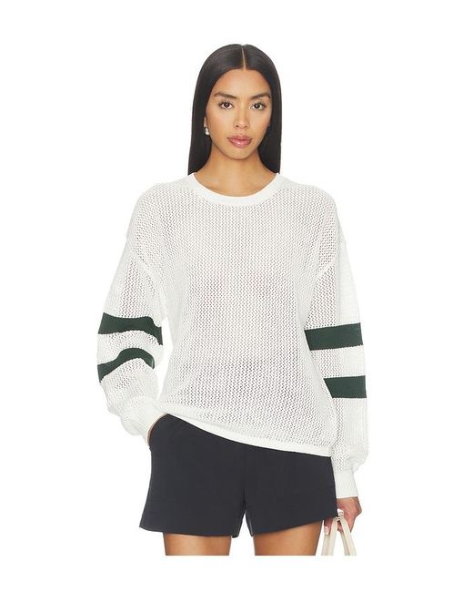 The Upside White Fenway Sebastian Knit Crew Sweatshirt