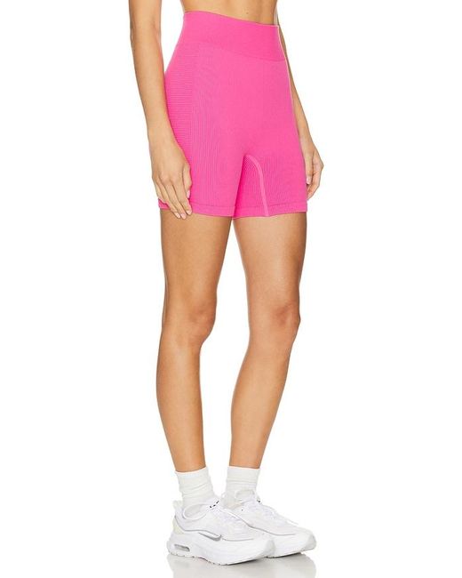 The Upside Pink Ribbed Seamless Spin Short