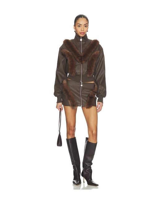 OW Collection Brown Bela Faux Fur Jacket